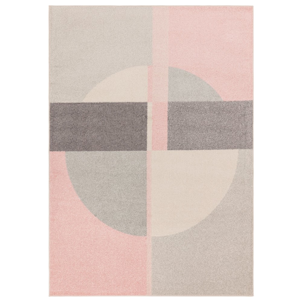 Muse MU21 Modern Geometric Woven Rugs in Pink Grey